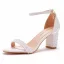 Charmant Schöne Weiß Perle Brautschuhe 2021 Knöchelriemen 7 cm Thick Heels Peeptoes Hochzeit Sandaletten Hochhackige