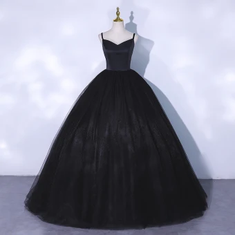 Chic Belle Noire Robe De Bal 2021 Bretelles Spaghetti Sans Manches Dos Nu Longue Robe De Ceremonie