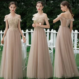 Charmant Kaki Perlage Paillettes Dos Nu En Dentelle Fleur Robe Demoiselle D Honneur 2021 Princesse Manches Courtes Longue Demoiselle D Honneur Robe Pour Mariage