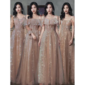 Chic Belle Champagne Glitter Robe Demoiselle D Honneur 2021 Princesse Manches Courtes En Dentelle Fleur Dos Nu Longue Demoiselle D Honneur Robe Pour Mariage