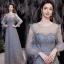 Sparkly Sky Blue Beading Sequins Evening Dresses 2021 A-Line / Princess Scoop Neck 3/4 Sleeve Evening Party Floor-Length / Long Formal Dresses