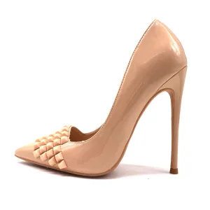 Chic Beautiful Nude Street Wear Leather Pumps 2021 12 Cm Stiletto Heels Pointed Toe Pumps High Heels