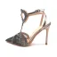 Sexy Noire Soirée Faux Diamant Sandales Femme 2021 Cuir T-Strap 10 cm Talons Aiguilles À Bout Pointu Sandales Talons Hauts