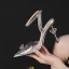 Transparent Sexy Argenté Faux Diamant Soirée Sandales Femme 2021 9 cm Bride Cheville Talons Aiguilles À Bout Pointu Sandales Talons Hauts
