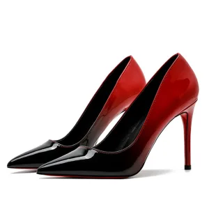 Chic Belle Rouge Dégradé De Couleur Soirée Escarpins 2021 Cuir 10 Cm Talons Aiguilles À Bout Pointu Escarpins Talons Hauts