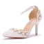 Eleganta Elfenben Pärla Rhinestone Brudskor 2021 Ankelband 9 cm Stilettklackar Spetsiga Bröllop Högklackade