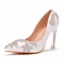 Charming White Rhinestone Wedding Shoes 2021 9 cm Stiletto Heels Pointed Toe Wedding Pumps High Heels