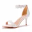 Charming White Pearl Lace Flower Wedding Shoes 2021 7 cm Stiletto Heels Open / Peep Toe Wedding Sandals High Heels