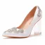 Elegant White Rhinestone Satin Wedding Shoes 2021 9 cm Thick Heels Pointed Toe Wedding Pumps High Heels