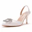 Edles Weiß Strass Ball Sandalen Damen 2021 7 cm Stilettos Spitzschuh Sandaletten Hochhackige