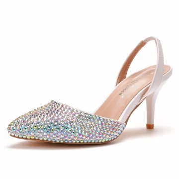 Sexy Multi Kleuren Rhinestone Sandalen Dames 2021 Avond 7 Cm Naaldhakken Stiletto Spitse Neus Sandalen Dames Hoge Hakken