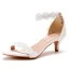 Charmant Blanche Chaussure De Mariée 2021 Perle En Dentelle Fleur Bride Cheville 5 cm Talons Aiguilles Peep Toes / Bout Ouvert Mariage Talons Hauts