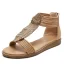 Bohemia Beige Street Wear T-Strap Rhinestone Flat Womens Sandals 2021 Open / Peep Toe Sandals