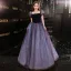 Charmant Bleu Marine Glitter Paillettes Robe De Bal 2021 Princesse Encolure Carrée Gonflée Manches Courtes Dos Nu Longue Robe De Ceremonie