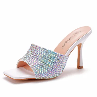 Sexy Multi Colors Rhinestone Cocktail Party Evening Party Womens Sandals 2021 9 Cm Stiletto Heels Open Peep Toe Sandals High Heels