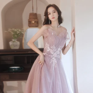 Chic Belle Rose Sombre Glitter Robe De Bal 2021 Princesse Bustier Perlage Paillettes En Dentelle Fleur Sans Manches Dos Nu Longue Robe De Ceremonie