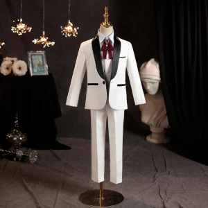 Fashion White Long Sleeve Boys Wedding Suits 2021