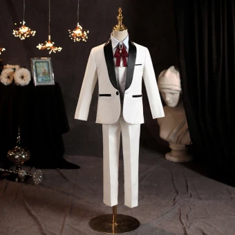 Fashion White Long Sleeve Boys Wedding Suits 2021