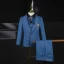 Fashion Ocean Blue Boys Wedding Suits 2021 Long Sleeve Rhinestone Bow Body Jewellery Coat Pants Shirt Vest