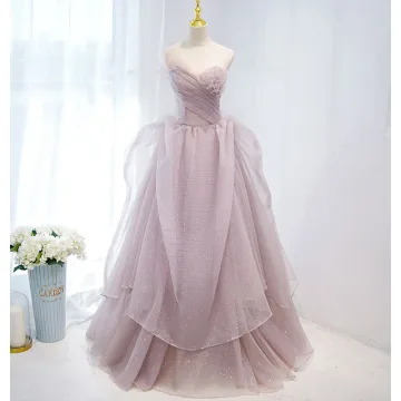 Charmant Mode Oud Roze Cascading Ruches Galajurken 2021 A Lijn Strapless Mouwloos Ruglooze Lange Gala Gelegenheid Jurken