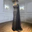High-end Grey Beading Rhinestone Evening Dresses 2021 Trumpet / Mermaid One-Shoulder Sleeveless Backless Floor-Length / Long Evening Party Formal Dresses