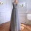 High-end Grey Sequins Evening Dresses 2021 A-Line / Princess Scoop Neck Sleeveless Backless Floor-Length / Long Formal Dresses