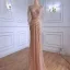 Luxury / Gorgeous Gold Handmade  Beading Rhinestone Evening Dresses 2021 Trumpet / Mermaid V-Neck Sleeveless Backless Floor-Length / Long Evening Party Formal Dresses