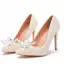 Charming Ivory Pearl Crystal Wedding Shoes 2021 11 cm Stiletto Heels Pointed Toe Wedding Pumps High Heels