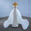 Luxus / Herrlich Weiß Perlenstickerei Strass Brautkleider / Hochzeitskleider 2021 Meerjungfrau Bandeau Ärmellos Rückenfreies Kapelle-Schleppe Hochzeit