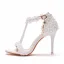 Charming White Pearl T-Strap Lace Flower Wedding Shoes 2021 9 cm Stiletto Heels Open / Peep Toe Wedding Sandals High Heels