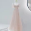 Élégant Rougissant Rose Robe De Bal 2021 Princesse Encolure Carrée Perlage Étoile Paillettes Gonflée Manches Courtes Dos Nu Noeud Longue Robe De Ceremonie