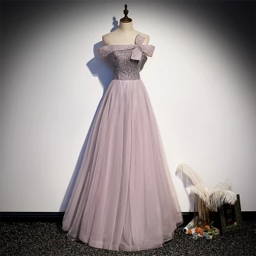 Eleganckie Ciemny Róż Sukienki Na Bal 2021 Princessa Kokarda Przy Ramieniu Frezowanie Gwiazda Cekiny Kótkie Rękawy Bez Pleców Długie Sukienki Wizytowe