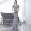 Sparkly Sky Blue Sequins Evening Dresses 2021 Trumpet / Mermaid Scoop Neck Short Sleeve Floor-Length / Long Formal Dresses
