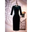 Vintage / Retro Dark Green Velour Embroidered Cheongsam Evening Dresses 2021 Trumpet / Mermaid Suede High Neck 1/2 Sleeves Split Front Tea-length Formal Dresses