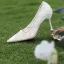 Chic / Beautiful White Lace Flower Wedding Shoes 2021 8 cm Stiletto Heels Pointed Toe Wedding Pumps High Heels