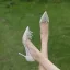 Elegant Grey Lace Flower Wedding Shoes 2022 8 cm Stiletto Heels Pointed Toe Wedding Pumps High Heels