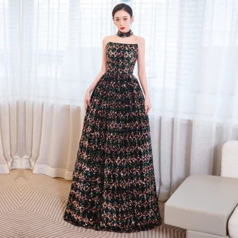Sparkly Multi Colors Sequins Evening Party Evening Dresses 2023 A Line Princess Strapless Sleeveless Backless Floor Length Long Formal Dresses