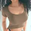 Sexy Summer Street Wear Army Green Tight  T-Shirts 2021 Scoop Neck Short Sleeve Women's Tops