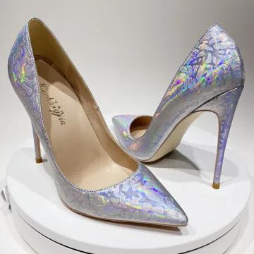 Raro Plata Láser Fiesta Noche Tacones 2021 Cuero 12 Cm Stilettos Tacones De Aguja High Heels 12 Cm De Tacón Punta Estrecha Tacones