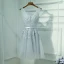 Chic / Beautiful Silver Wedding Party Dresses 2017 Lace Flower Strappy Sleeveless V-Neck Backless A-Line / Princess Short Bridesmaid Dresses