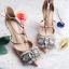 Modern / Fashion Nude Evening Party Womens Shoes 2019 Leather Rhinestone T-Strap 8 cm Stiletto Heels Pointed Toe High Heels