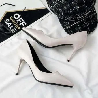 Abordable Bureau Beige Escarpins 2019 7 Cm Talons Aiguilles À Bout Pointu Escarpins