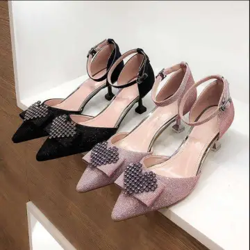 Affordable Black Evening Party Womens Shoes 2019 Rhinestone 5 Cm Stiletto Heels Pointed Toe High Heels