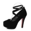 Erschwinglich Schwarz Abend Pumps 2019 Wildleder Knöchelriemen X-Riemen 11 cm Stilettos Runde Zeh Pumps