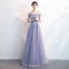 Charmant Lavande Robe De Soirée 2019 Princesse De l'épaule Perlage Perle En Dentelle Fleur Manches Courtes Dos Nu Longue Robe De Ceremonie