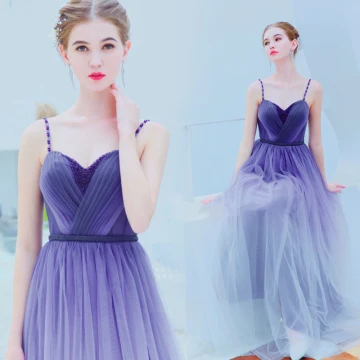 Charming Purple Gradient Color Evening Dresses 2019 A Line Princess Spaghetti Straps Beading Crystal Sleeveless Backless Floor Length Long Formal Dresses