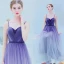 Charmant Violett Farbverlauf Abendkleider 2019 A Linie Spaghettiträger Perlenstickerei Kristall Ärmellos Rückenfreies Lange Festliche Kleider