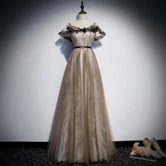 Classy Khaki Evening Dresses 2019 A Line Princess Spaghetti Straps Sash Lace Flower Sleeveless Backless Floor Length Long Formal Dresses