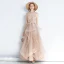 Chic / Belle Kaki Robe De Soirée 2019 Princesse Bretelles Spaghetti En Dentelle Fleur Sans Manches Dos Nu Volants en Cascade Longue Robe De Ceremonie