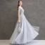 Sparkly Grey Evening Dresses  2019 A-Line / Princess Scoop Neck Beading Sequins Sash Short Sleeve Floor-Length / Long Formal Dresses